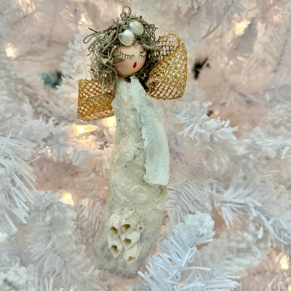 Assorted Oyster Shell Angel Christmas Ornament Sunshine & Sweet Peas Coastal Decor