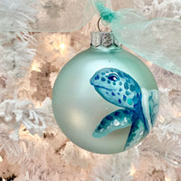 Hand Painted Sea Turtle Glass Christmas Ornament