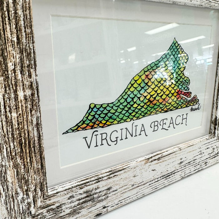 "Virginia Beach" Virginia Mermaid Scales Framed Print