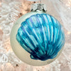 Hand Painted Scallop Seashell Glass Christmas Ornament