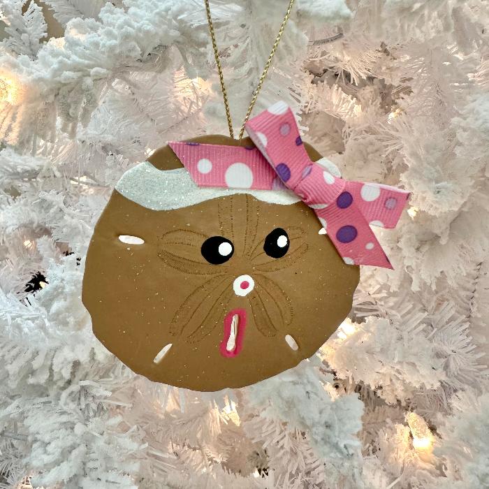 Sand Dollar Gingerbread Lady Christmas Ornament Sunshine & Sweet Peas Coastal Decor