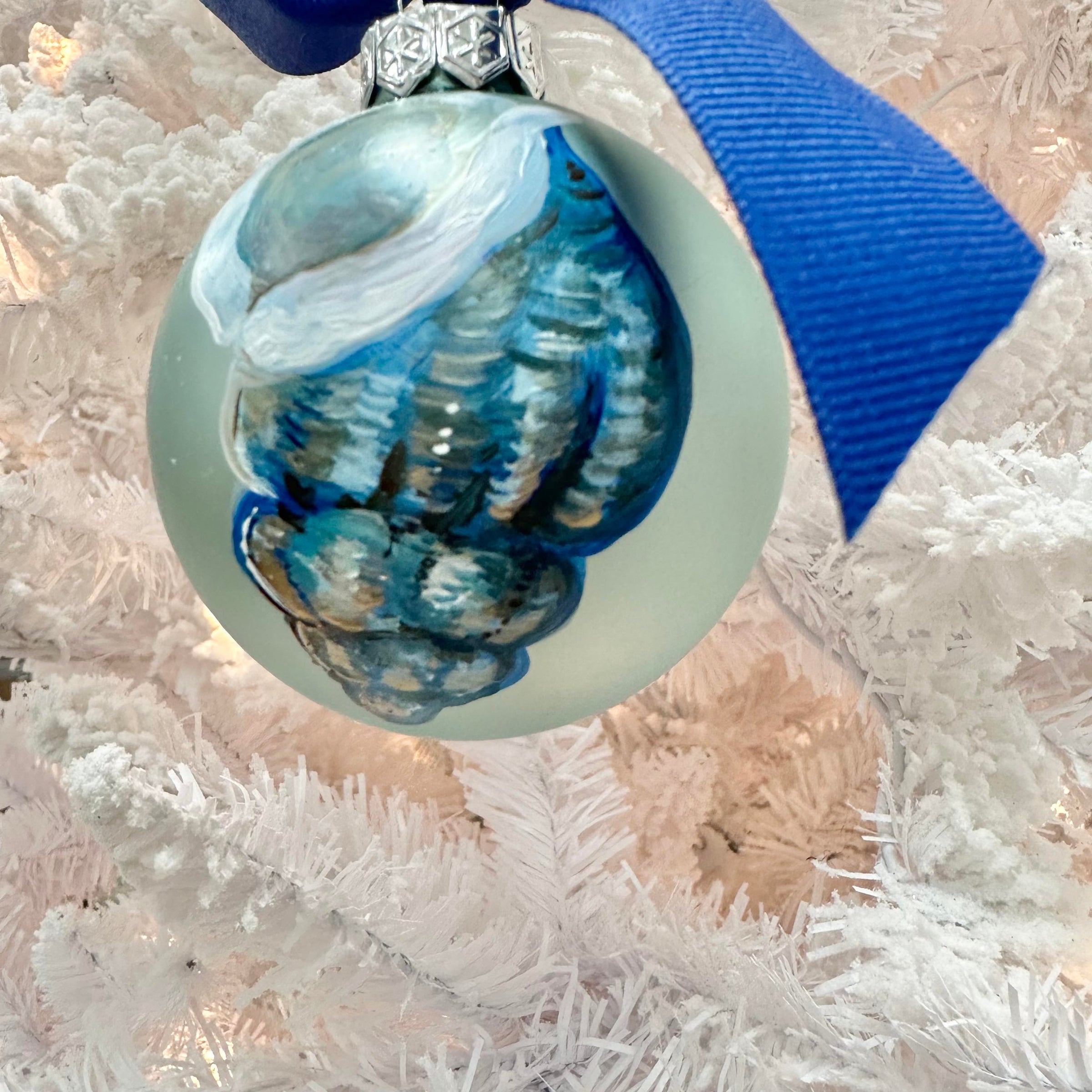 Hand Painted Conch Shell Glass Christmas Ornament