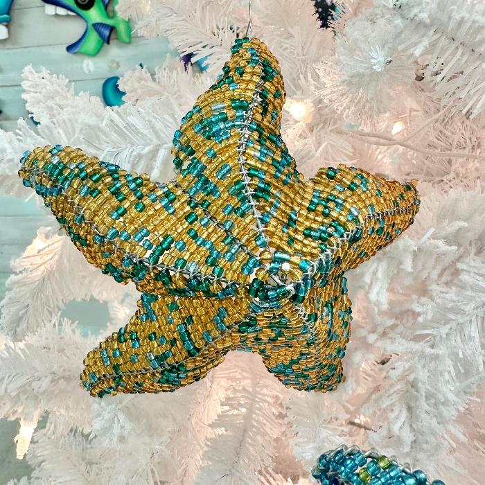 Beaded Starfish Christmas Ornament Sunshine & Sweet Peas Coastal Decor