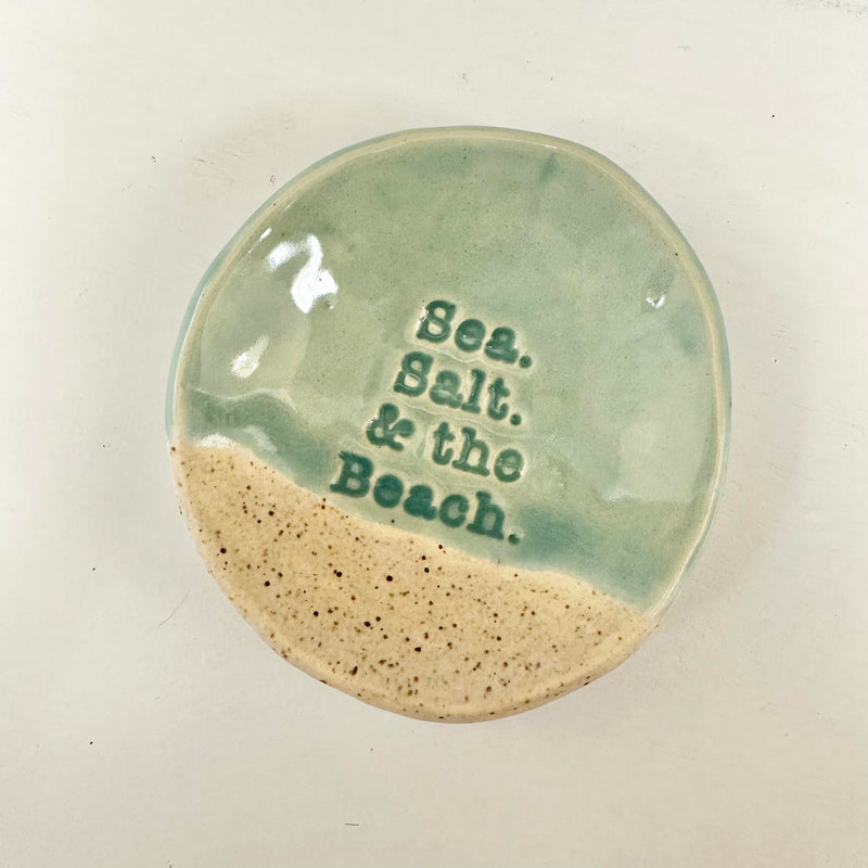 Sea. Salt. & the Beach. Clay Stamped Pottery Ring Dish