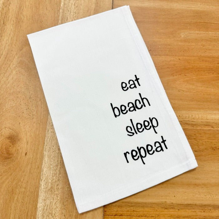 Coastal Dish Towel eat beach sleep repeat - Sunshine & Sweet Pea's Coastal Decor