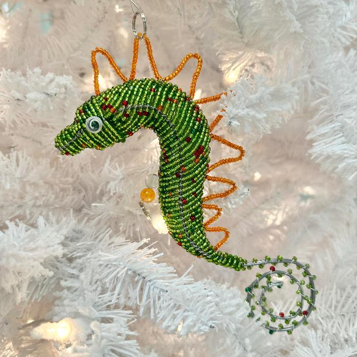 Beaded Seahorse Christmas Ornament (Assorted) Sunshine & Sweet Peas Coastal Decor