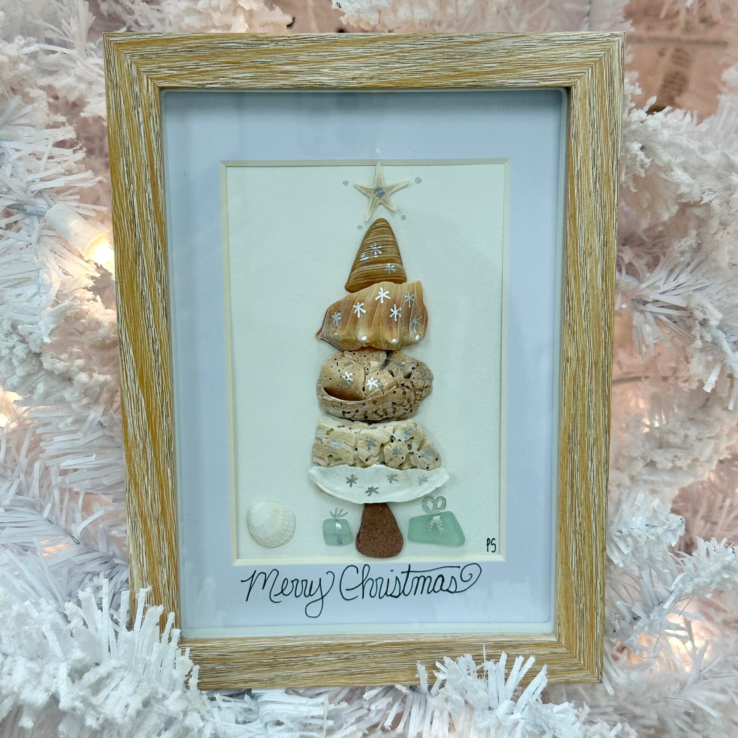 Assorted Merry Christmas Framed Seashell Art
