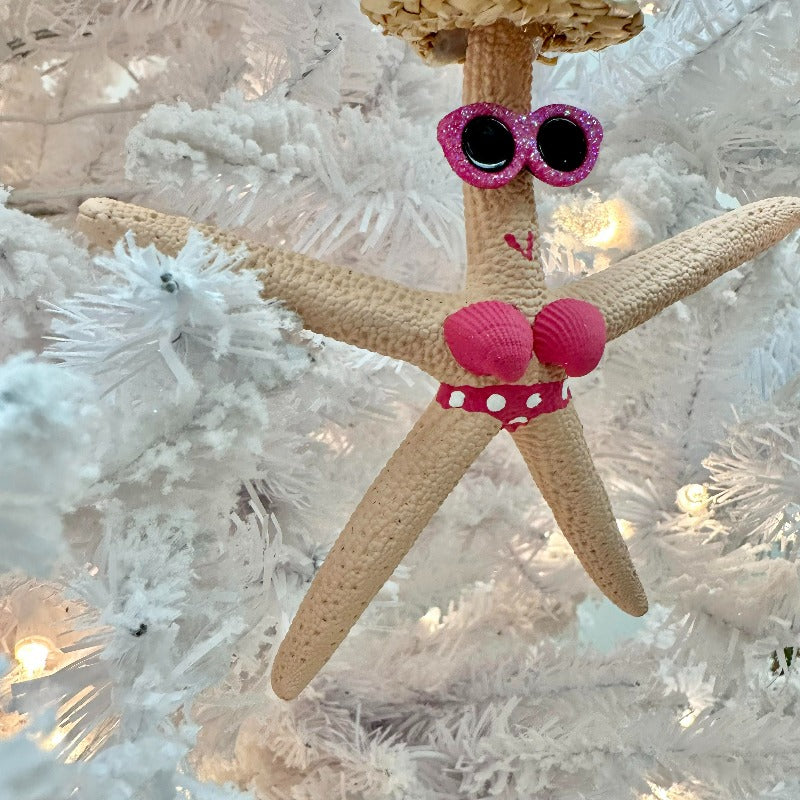 Pink Beachy Lady Starfish Christmas Ornament - Sunshine & Sweet Pea's Coastal Decor