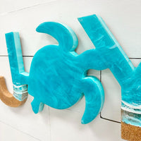 Joy Beach Inspired Teal Resin & Dark Sand Word Art - Sunshine & Sweet Pea's Coastal Decor