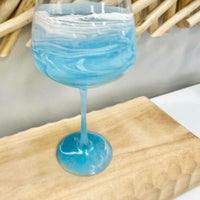 Beach Inspired Wine Glass w/Light Blue Resin