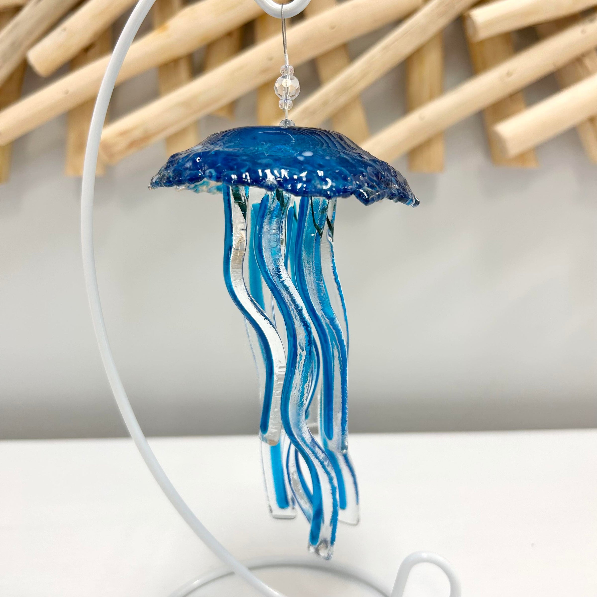 Small Dark Blue Glass Jellyfish