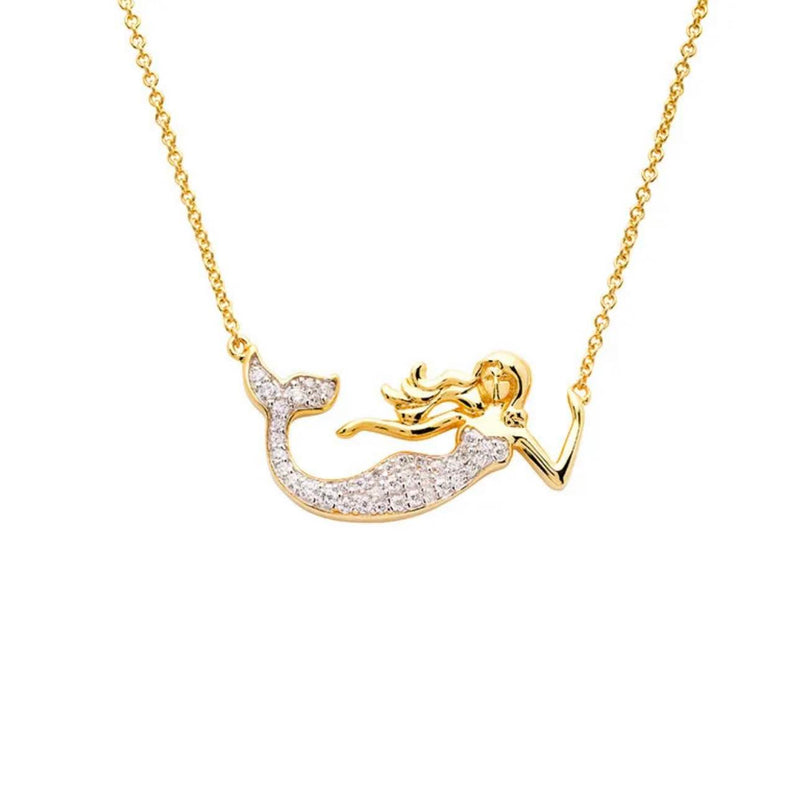Crystal Mermaid 14k Gold Vermeil Necklace