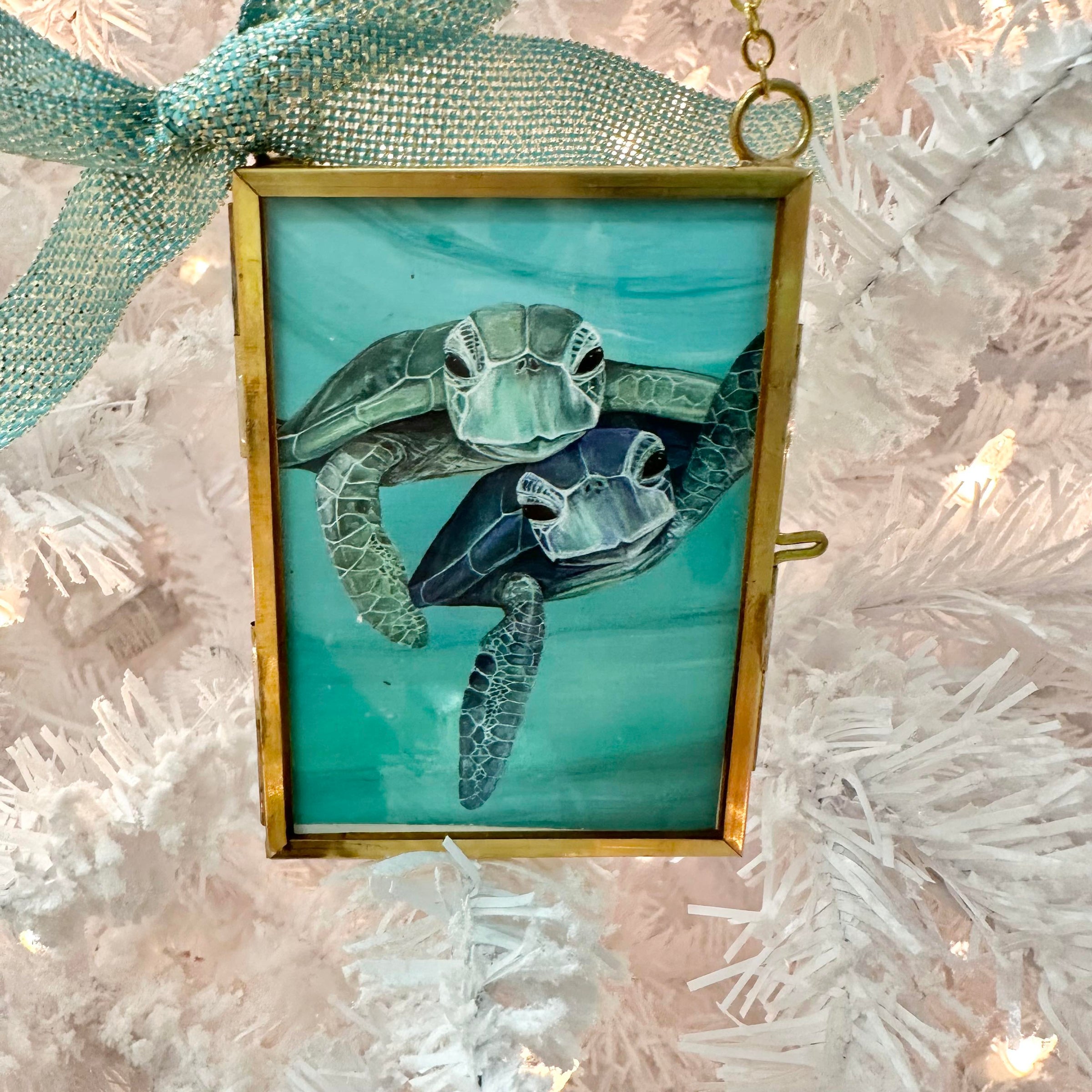 Sea Turtle Framed Christmas Ornament