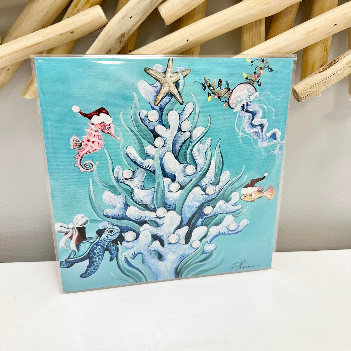 Coral Christmas Tree w/Jolly Sea Creatures Assorted Prints