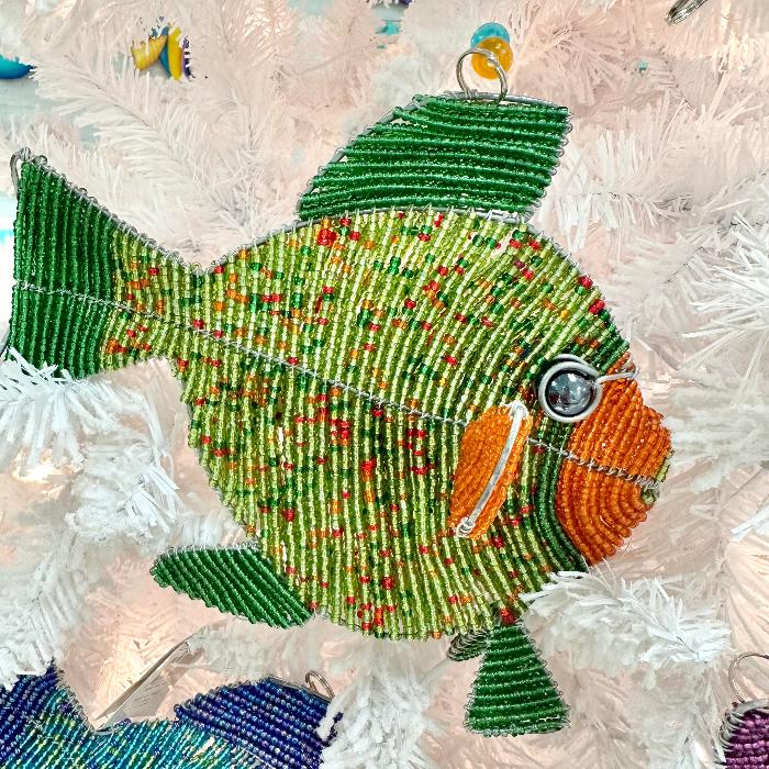 Beaded Fish Christmas Ornament Sunshine & Sweet Peas Coastal Decor