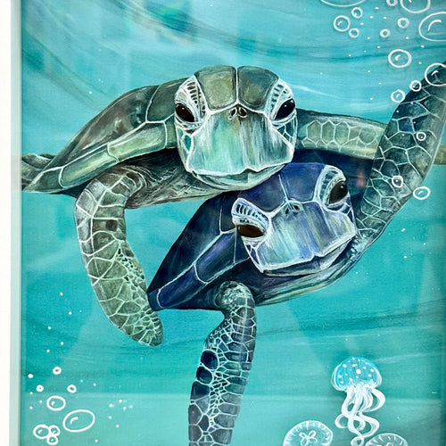 Sea Turtle Print in Shadow Box