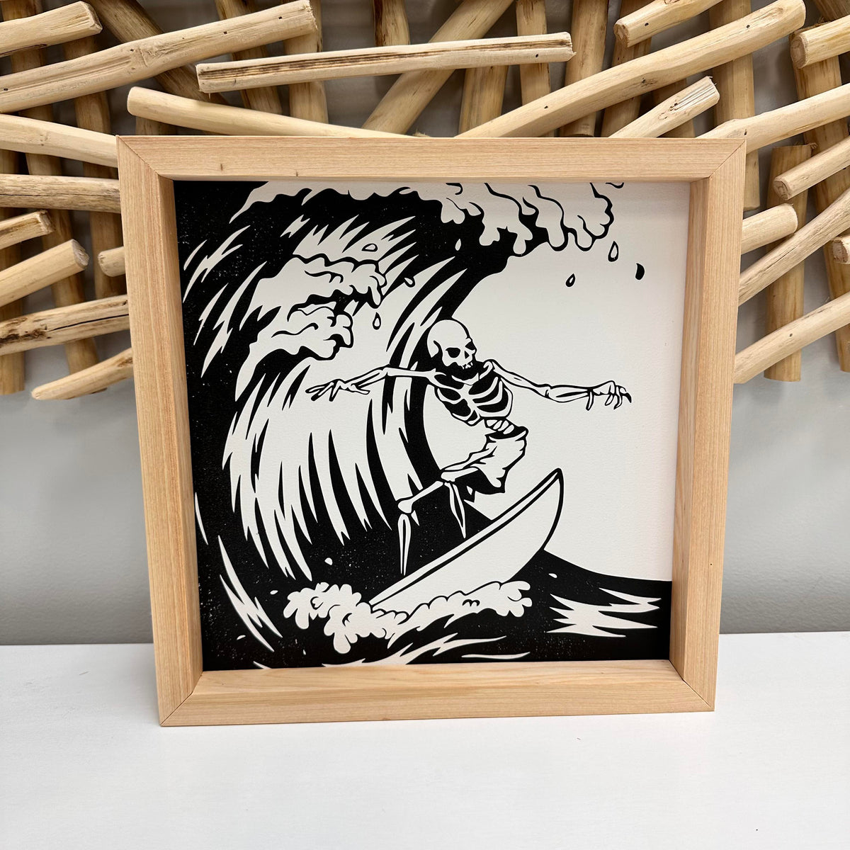 Surfing Skeleton Framed Print