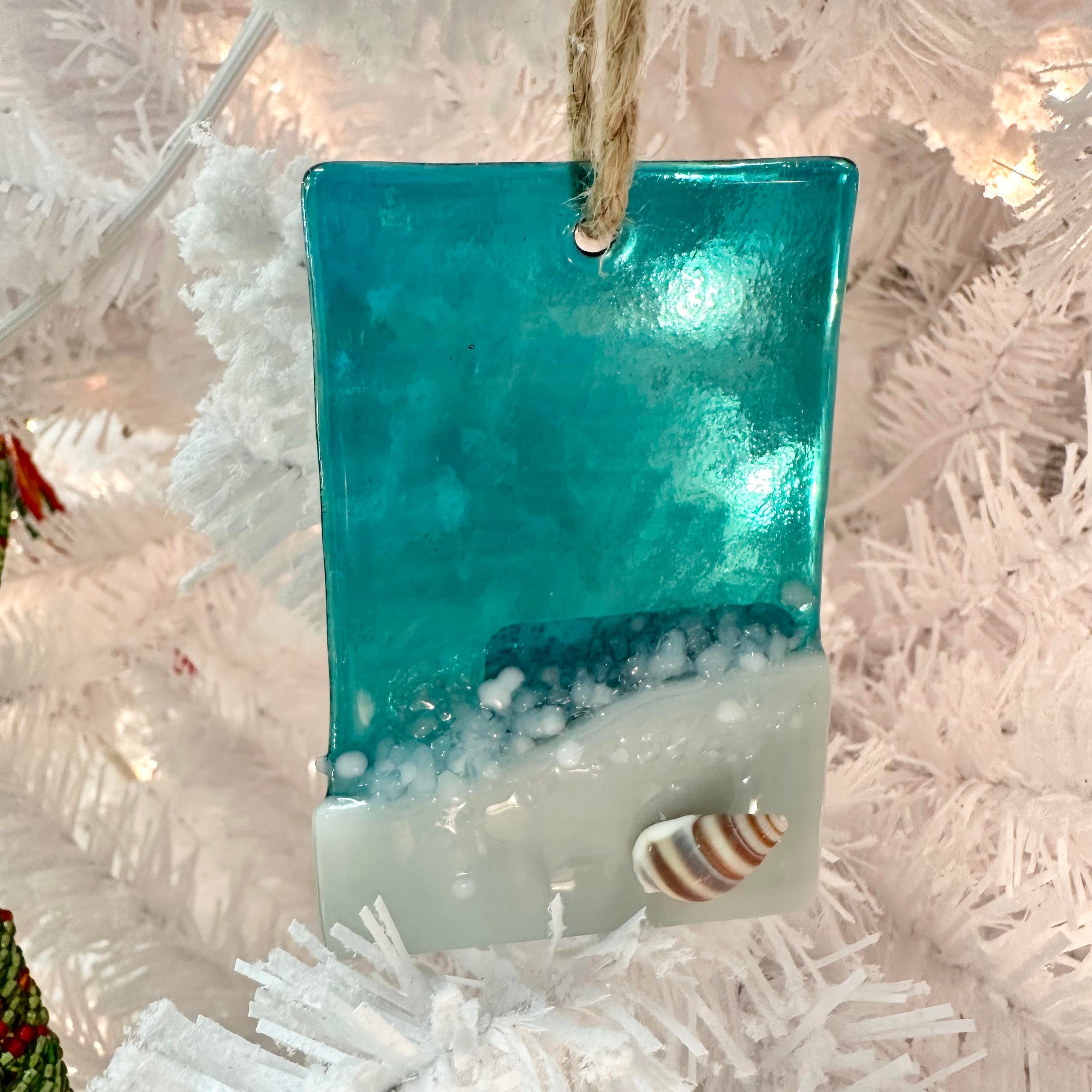 Starfish & Scallop Shell Glass Christmas Ornament