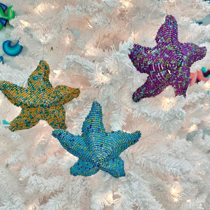 Beaded Starfish Christmas Ornament Sunshine & Sweet Peas Coastal Decor