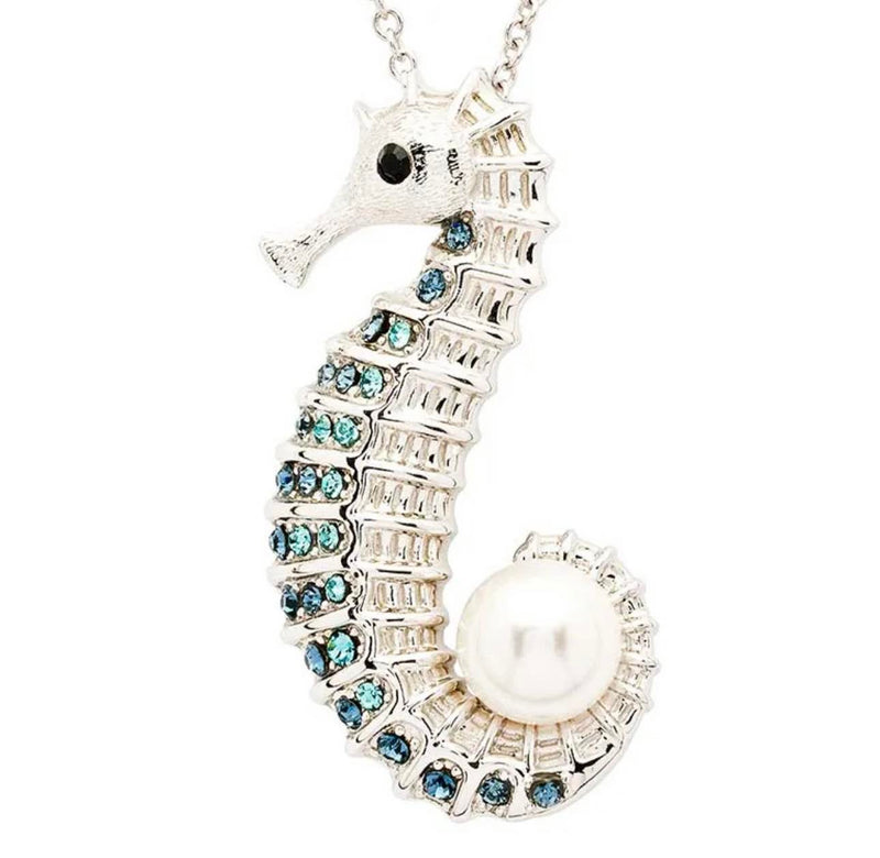 Crystal & Pearl Seahorse Necklace