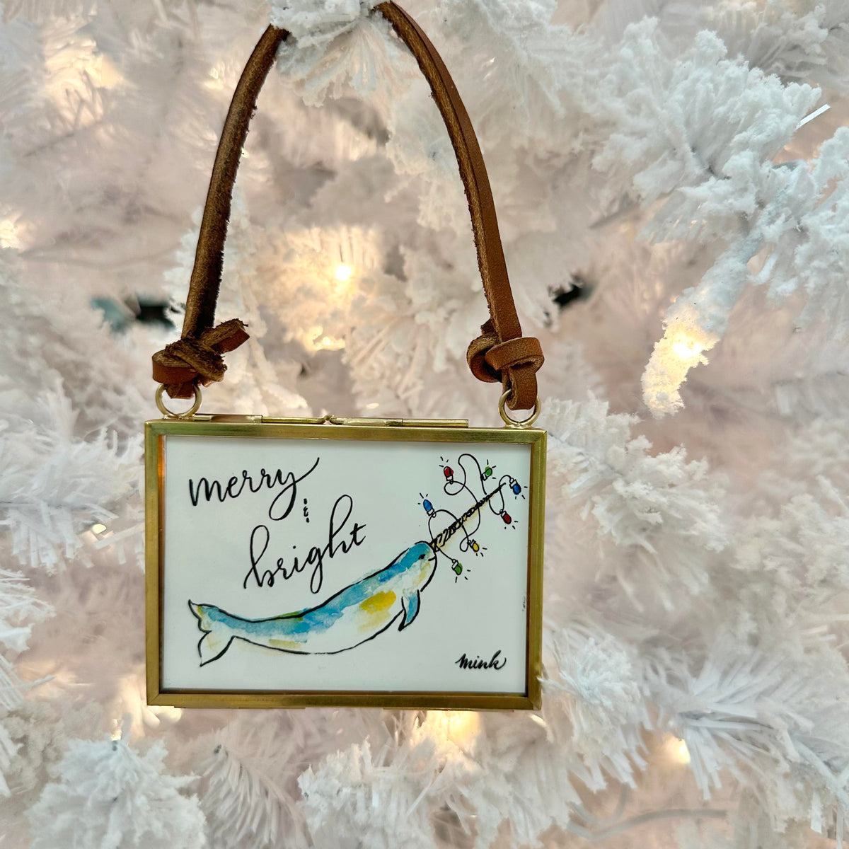 Merry & Bright Narwhal Christmas Ornament