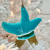 Starfish w/Gold Glitter & Teal Resin Christmas Ornament