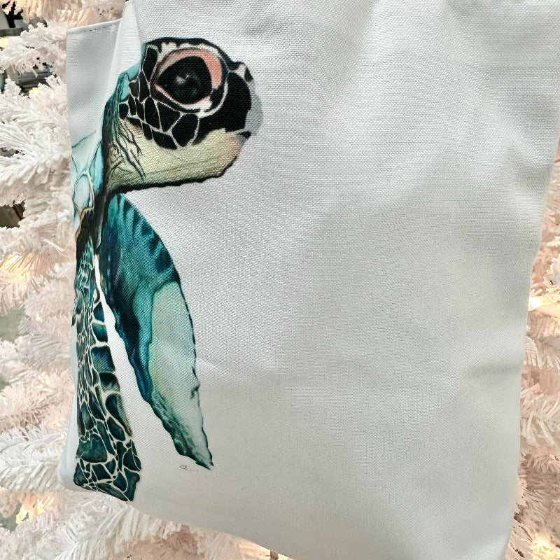 Sea Turtle Canvas Tote Bag - Sunshine & Sweet Pea's Coastal Decor