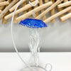 Small Dark Blue & Clear Glass Jellyfish