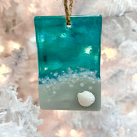 Starfish & Scallop Shell Glass Christmas Ornament