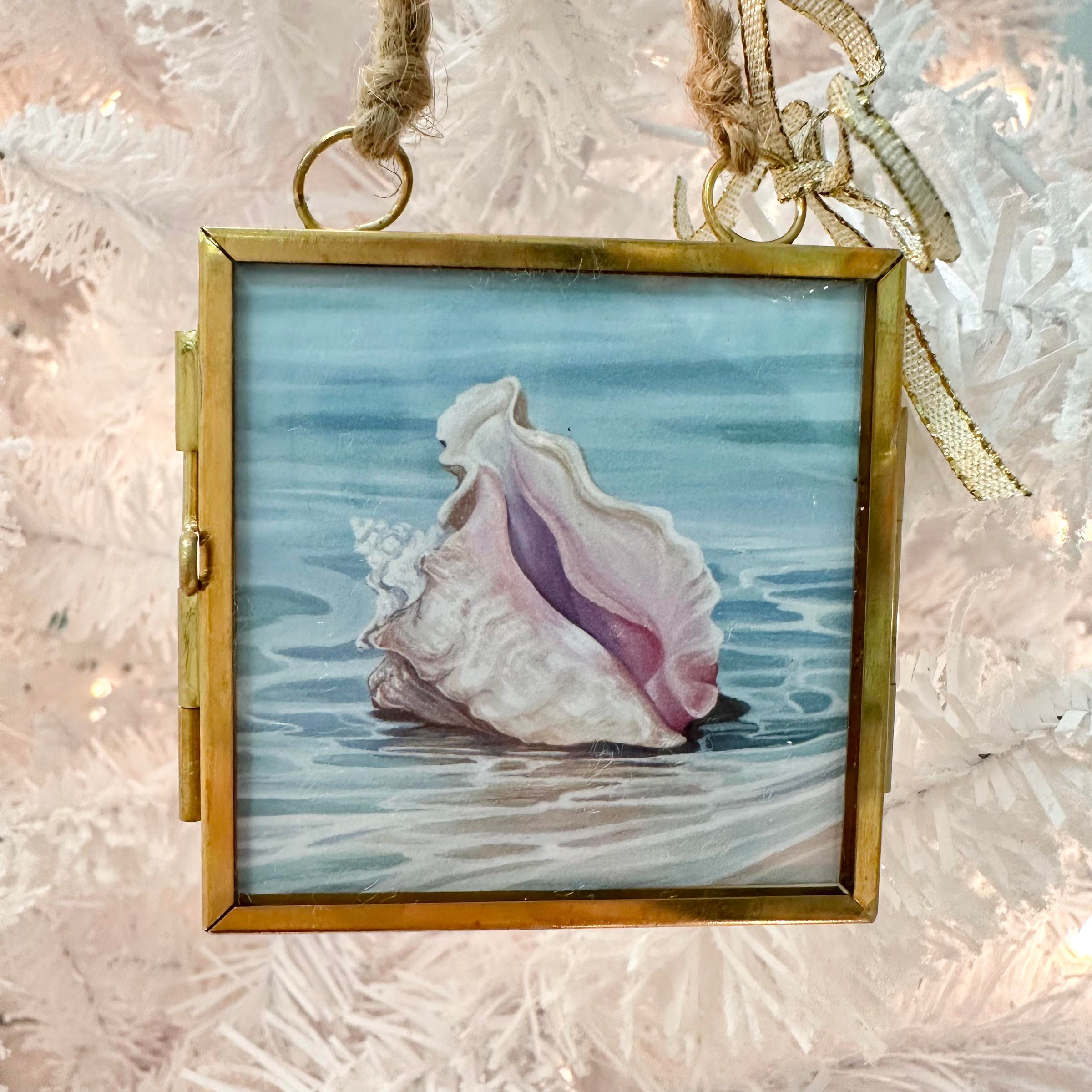 Conch Shell Framed Christmas Ornament