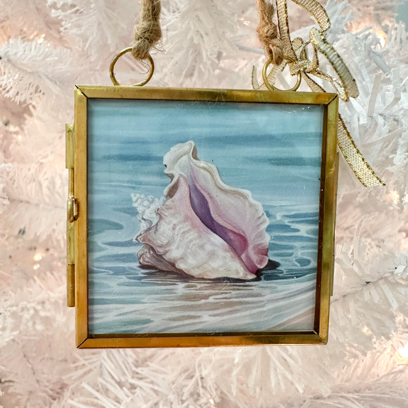 Conch Shell Framed Christmas Ornament