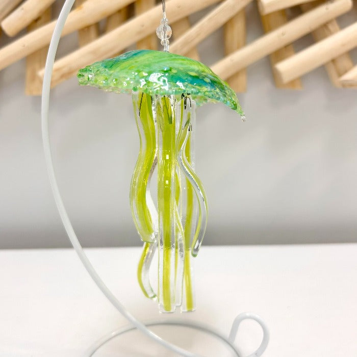 Assorted 5" Glass Jellyfish Green & Yellow - Sunshine & Sweet Pea's Coastal Decor