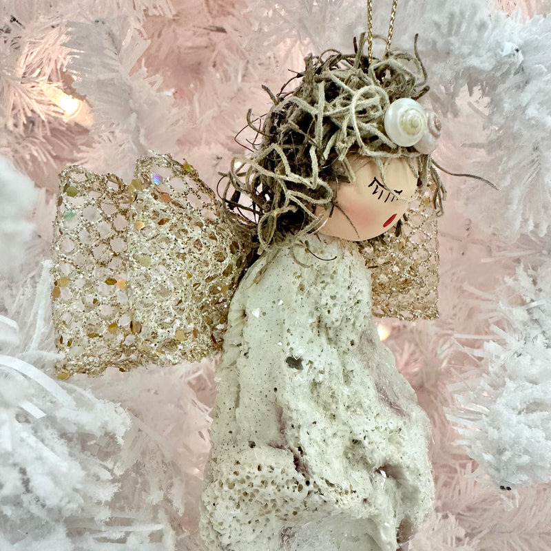 Oyster Shell Angel Christmas Ornament