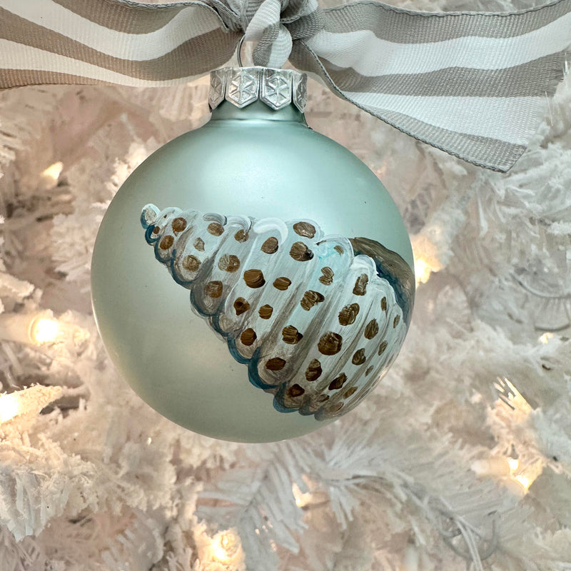 Hand Painted Conch Shell Glass Christmas Ornament