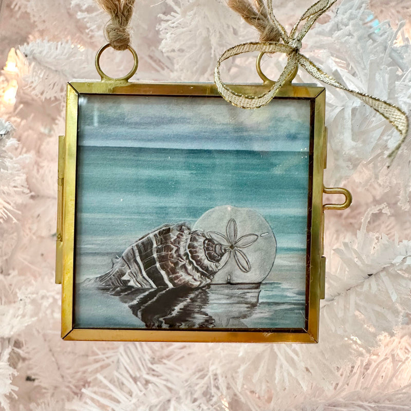 Seashell & Sand Dollar Framed Christmas Ornament
