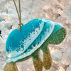 Manatee w/Gold Glitter & Teal Resin Christmas Ornament