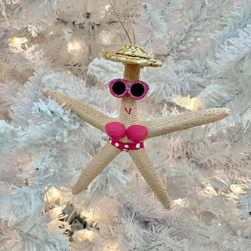 Pink Beachy Lady Starfish Christmas Ornament - Sunshine & Sweet Pea's Coastal Decor