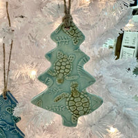 Stamped Pottery Sea Turtle Christmas Ornaments Sunshine & Sweet Peas Coastal Decor