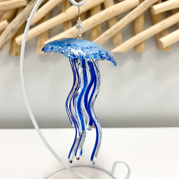 Assorted 5" Glass Jellyfish Blue & White - Sunshine & Sweet Pea's Coastal Decor