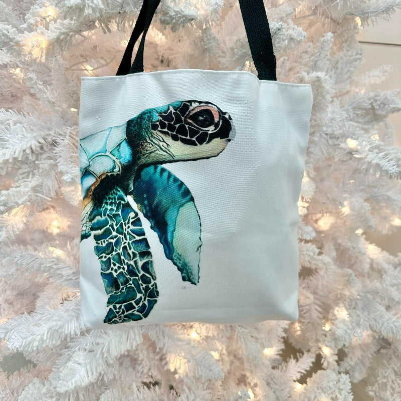 Sea Turtle Canvas Tote Bag - Sunshine & Sweet Pea's Coastal Decor