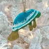 Teal Resin & Gold Glitter Manatee Christmas Ornament - Sunshine & Sweet Pea's Coastal Decor