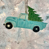 Stamped Pottery Truck & Tree Christmas Ornaments