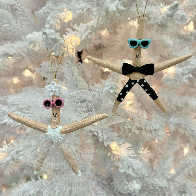 Bride & Groom Starfish Christmas Ornament Set - Sunshine & Sweet Pea's Coastal Decor