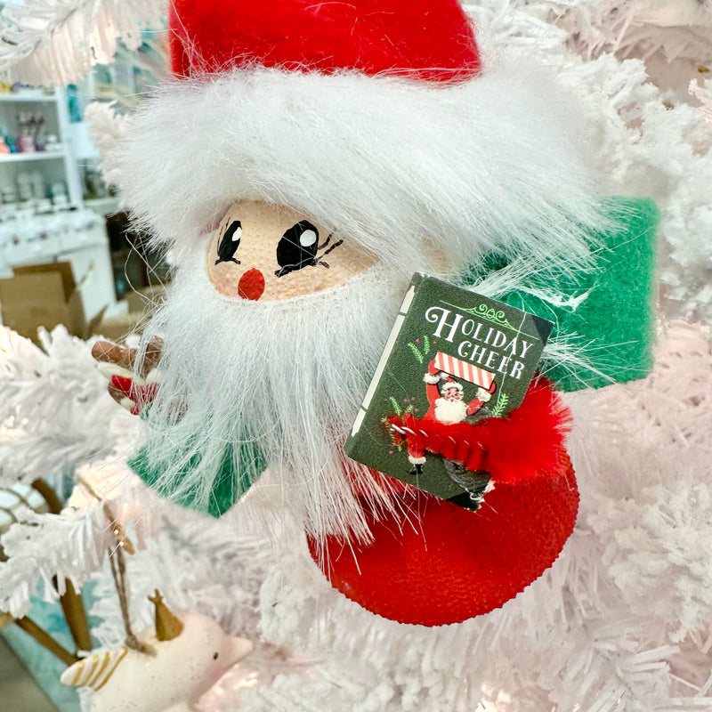 Sea Urchin Santa w/Gingerbread Cookie & Book Christmas Ornament