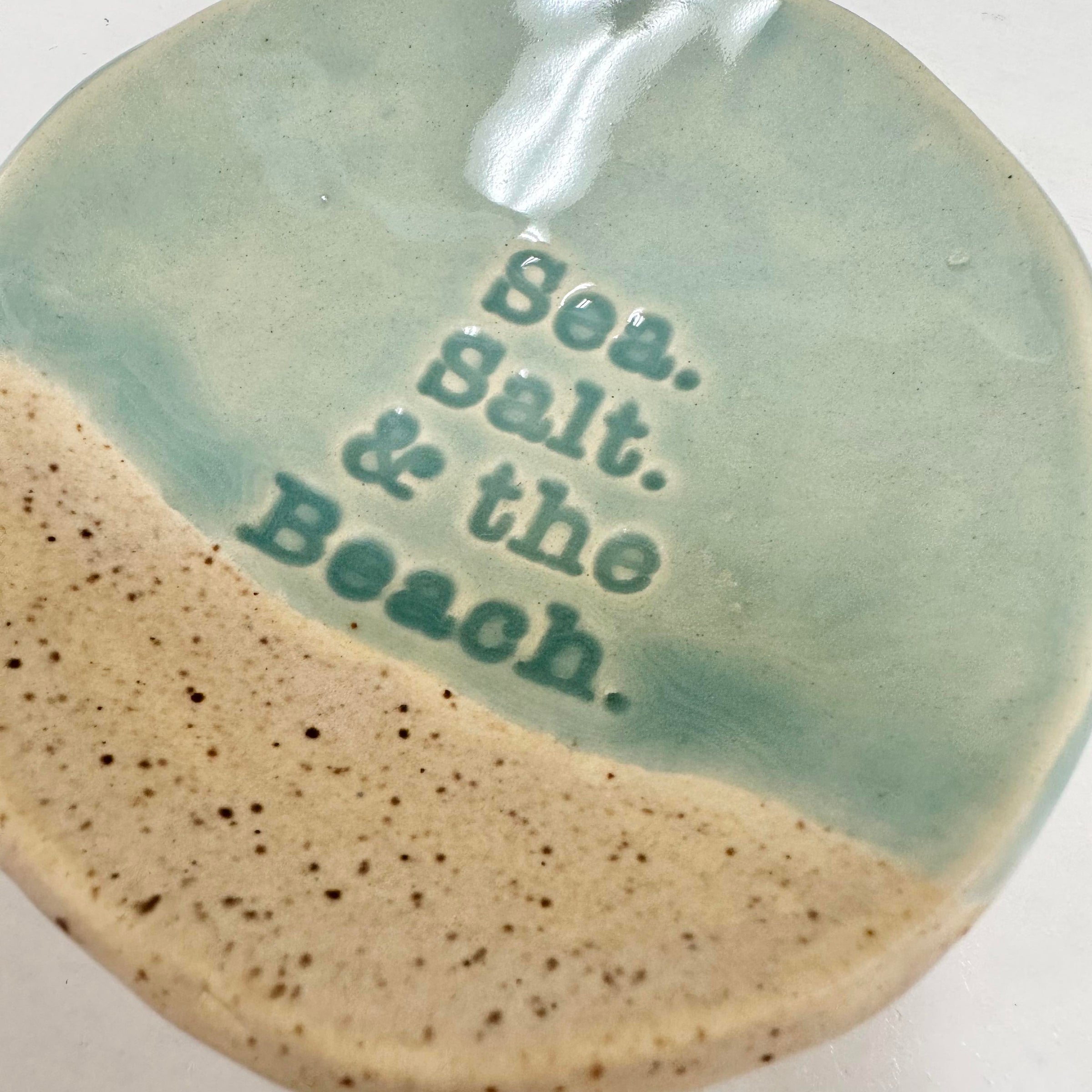 Sea. Salt. & the Beach. Clay Stamped Pottery Ring Dish