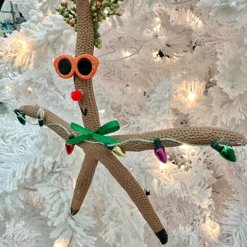Assorted Reindeer Starfish Christmas Ornament