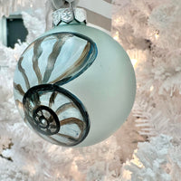 Hand Painted Nautilus Shell Glass Christmas Ornament