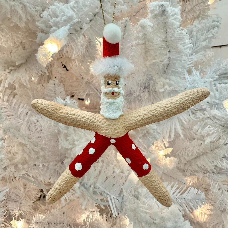 Red Starfish Beach Santa Christmas Ornament - Sunshine & Sweet Pea's Coastal Decor