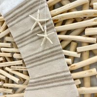Coastal Inspired Beige Striped Stocking w/Starfish