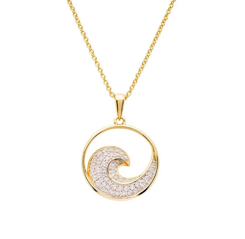 Crystal Wave 14k Gold Vermeil Necklace